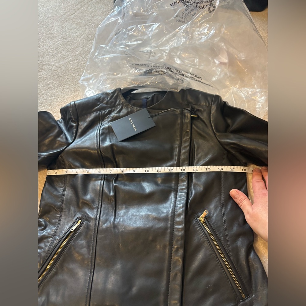 Cole Haan Women's Black Leather Jacket - Picture 8 of 8